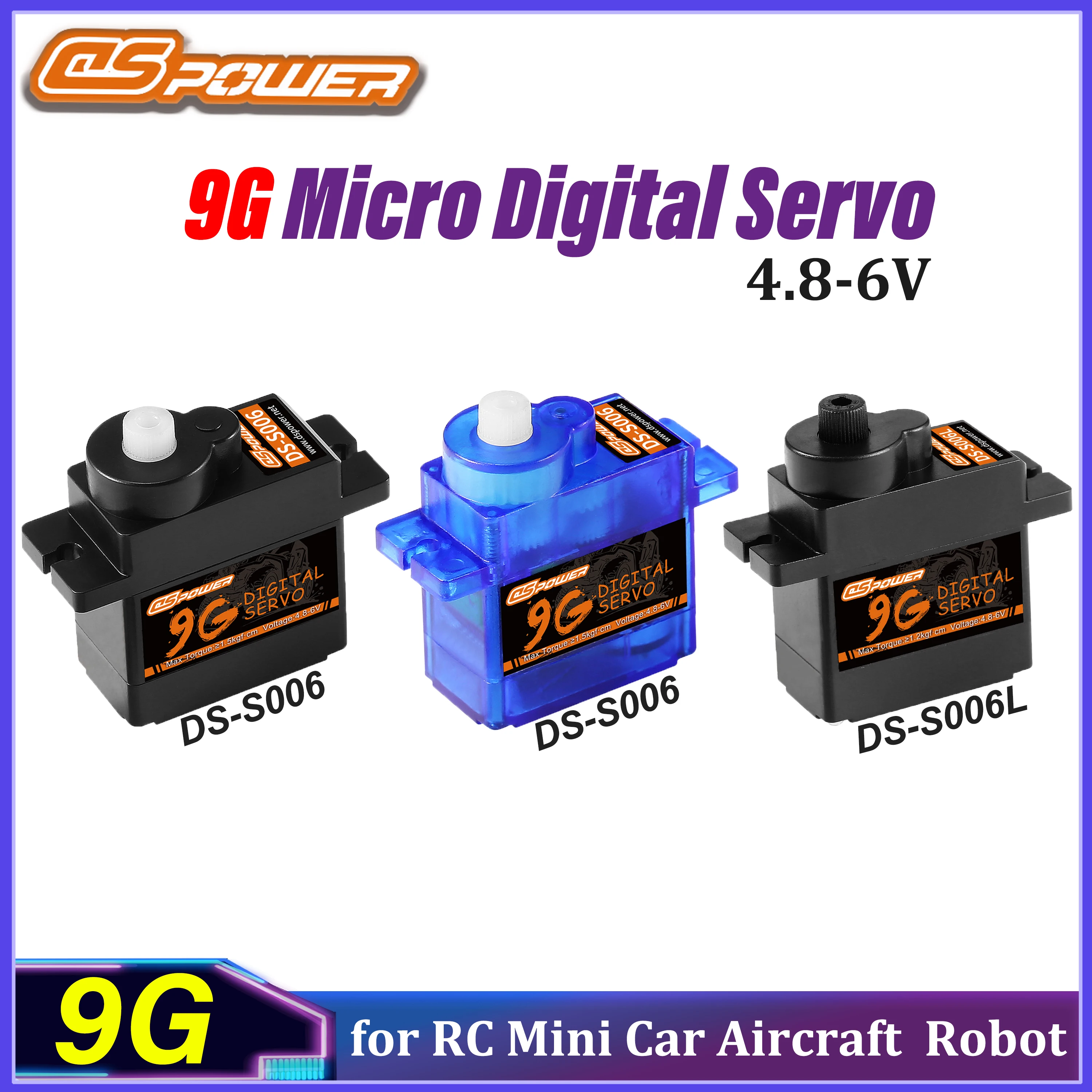 DSpower 9G Digital Micro Servo 1,2 kgf.com Drehmoment 4,8–6 V für RC Car 450 Helicoper Airplane Mini Q Robot Axial WLtoys SCX24 K999 Image