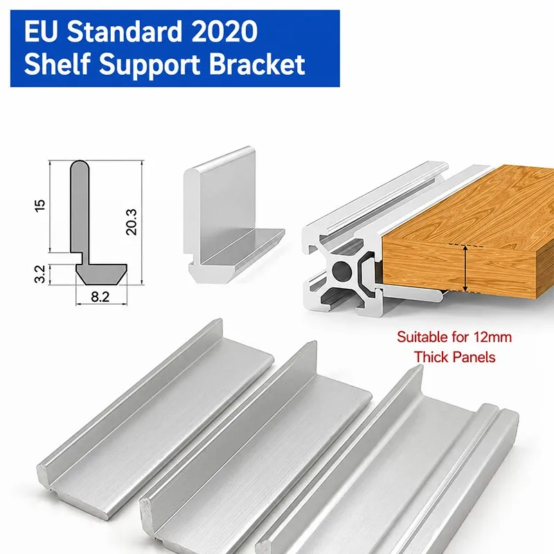 4/8 Stück 2020 Aluminiumprofil Unsichtbare Regalhalterung Schlitzplattenhalter für EU-Aluminium-Extrusionsrahmen-Befestigung Image