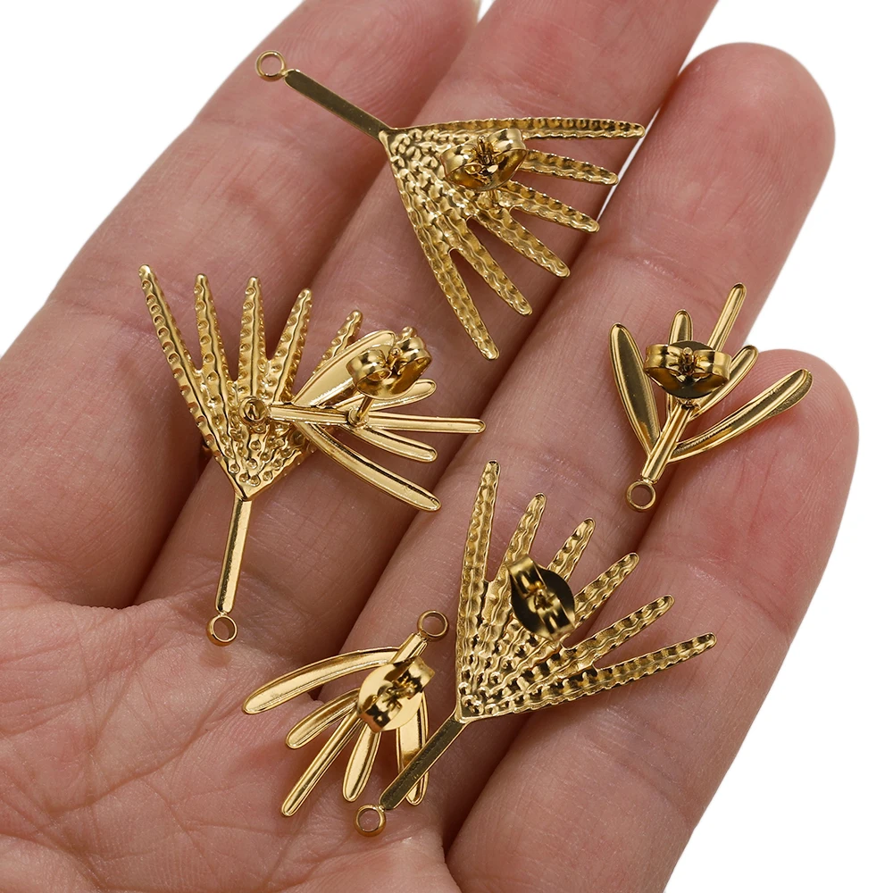 6 Stück 18K Gold Edelstahl Feuerwerk-Ohrstecker-Basisen DIY Ohrring-Herstellungskomponenten mit Öse für Schmuckdesign-Zubehör Image