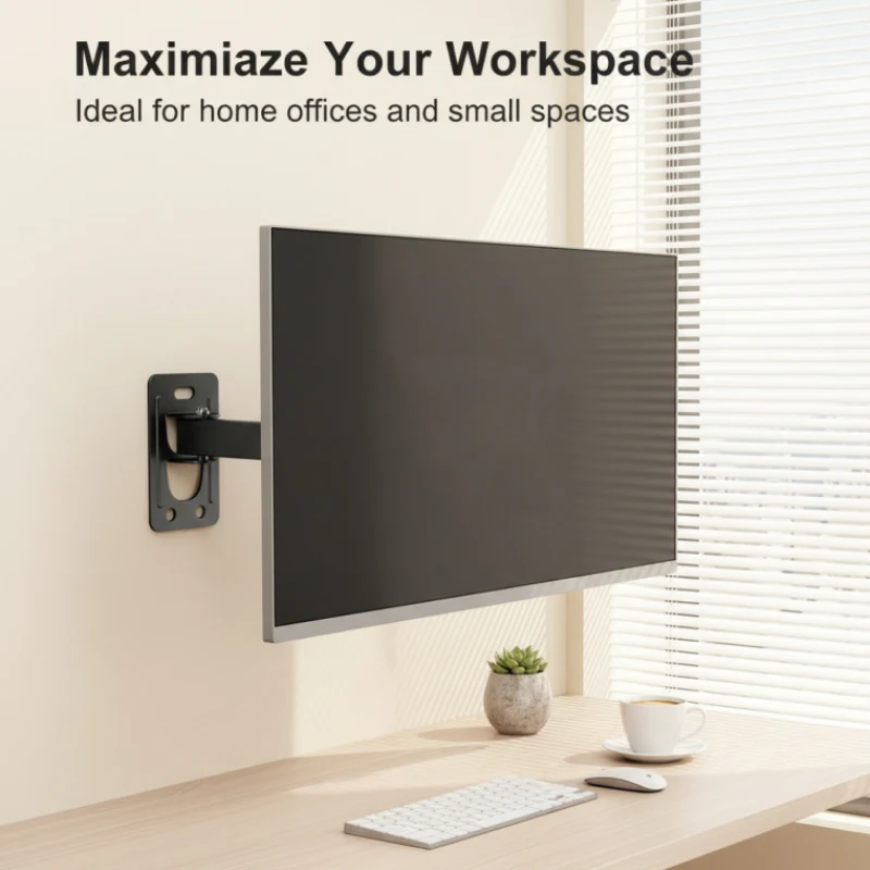 Universelle Full-Motion TV-Wandhalterung mit Schwenk- und Neigearm für 10 bis 27 Zoll Flachbildschirme und Curved Monitore Image
