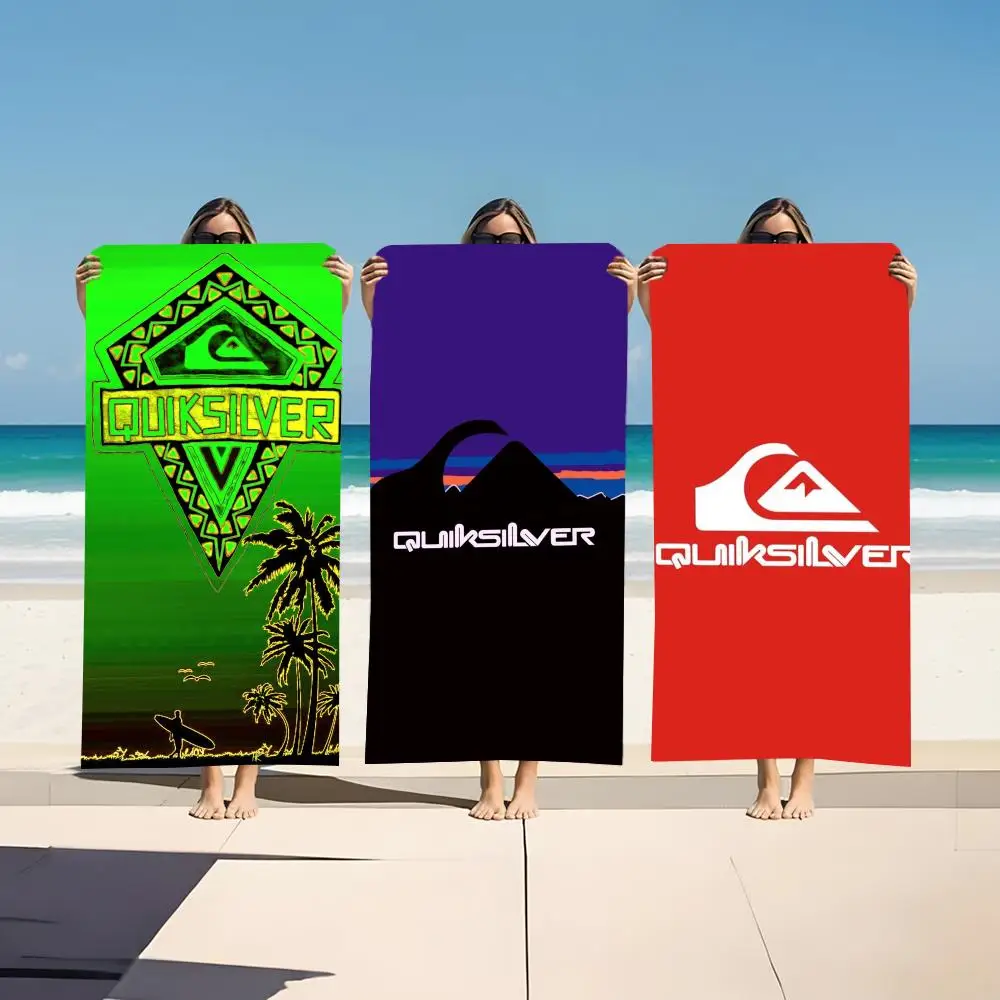 Marke Q-Quiksilver L-Logo Handtuch, Strandtuch aus Mikrofaser, schnell trocknend, sandfrei, ultrafeine Fasern, superweich. Image