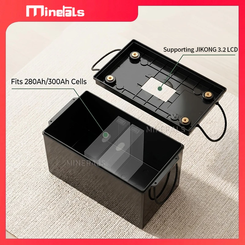12V Batteriebox 280Ah/300Ah LFP4 Hochstrom-Anschlussklemmen mit JK LCD-Fenster Großkapazitäts-Batteriebox DIY Lithium 4S Gehäuse Image