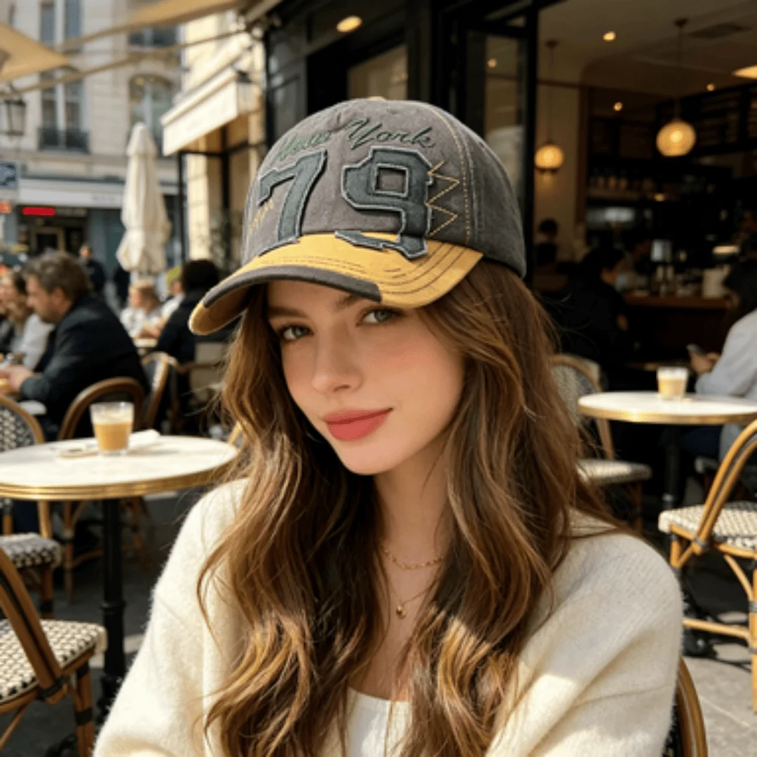 Vintage New York 79 Baseballkappe mit Stickerei für Herren und Damen, gewaschene Baumwolle, Distressed Dad Hat, verstellbarer Unisex-Sport-Sonnenhut