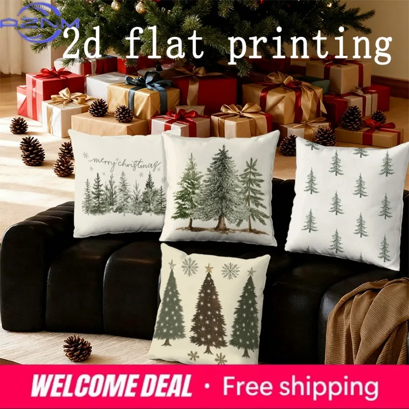 Wohndekor, Weihnachtsbäume, gemusterte Kissenbezüge, geeignet für Sofa, Schlafzimmer, Auto, Kissenbezug, rechteckiges Rückenkissen Image