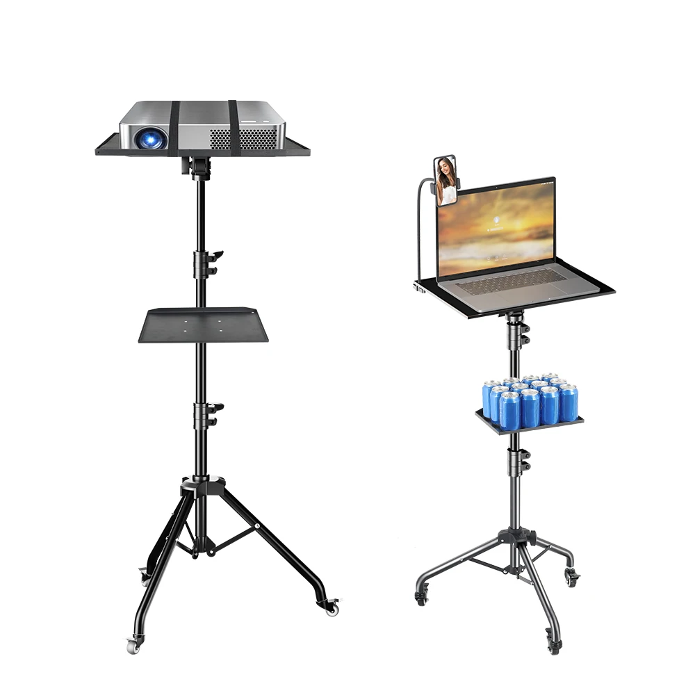 145cm Projektor-Stativ Laptop-Stativ Höhenverstellbar 23 bis 63 Zoll Stehpult Outdoor-Computertisch-Ständer für Studio Image