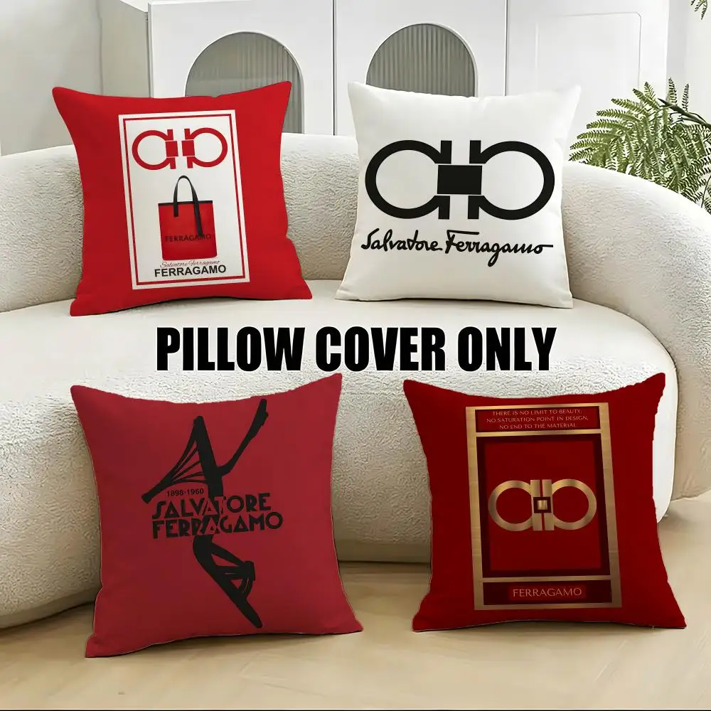Luxuriöse S-Salvatore FerragamoS Kissenbezüge 4-teilig Weiche Plüsch-Kissenhüllen 40x40 45x45 für Sofa Schlafzimmer Image
