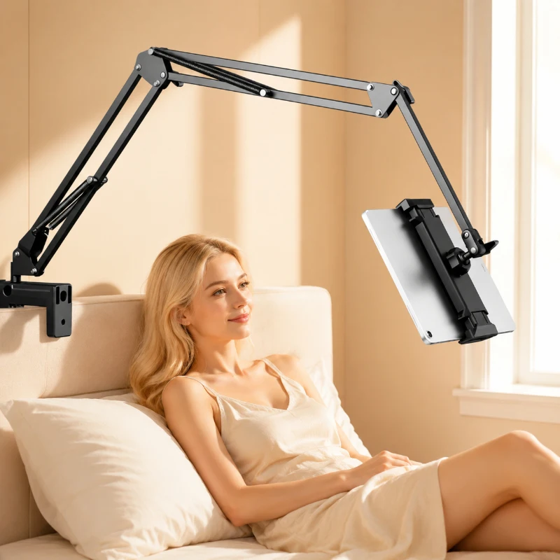 360 ° Drehbarer Tablet-Ständer, Aluminium-Arm für Bett & Schreibtisch, Universeller Halter für iPad Pro, Air, Mini, Xiaomi, Lenovo, Samsung Image
