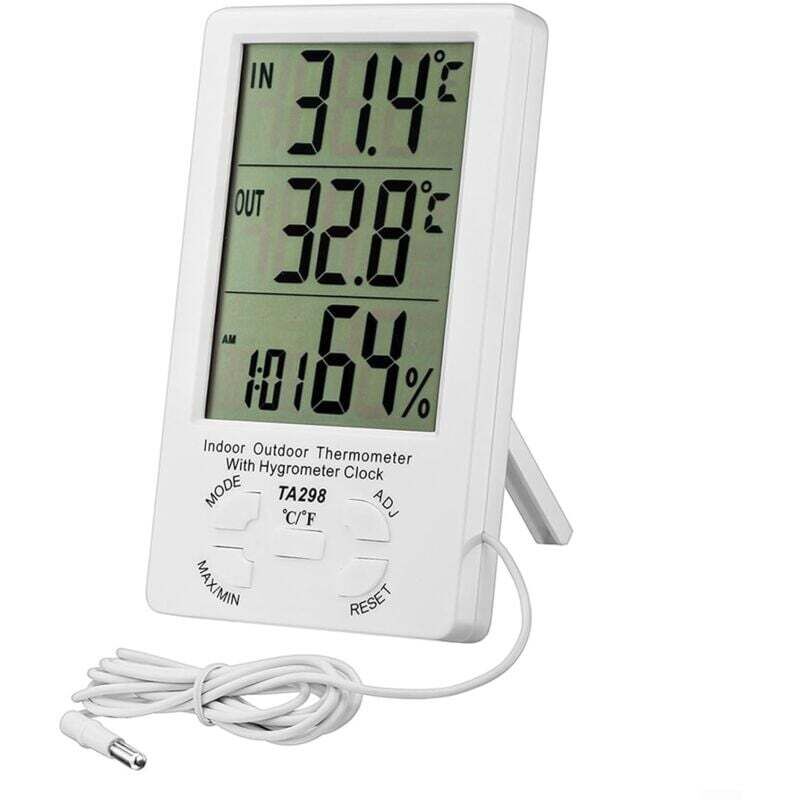Termometro E Igrometro Digitale Crezuo, Termometro Digitale Lcd Con Sonda, Igrometro Per Interni Ed Esterni, Monitor Di Temperatura E Umidità, Tester Per Sensori Per Frigorifero, Ufficio, Acquario