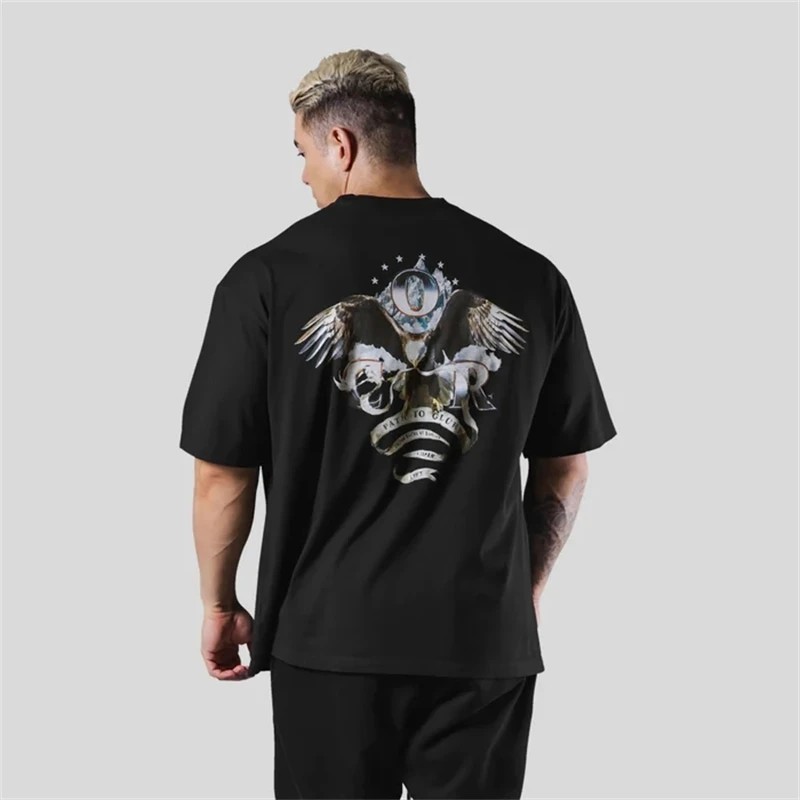 LYFT Jointly 210G 100% Cotton Summer Men Women Gym Unisex Breathable T-shirt Fitness Bodybuilding Workout Tee Tops Oversize 3XL