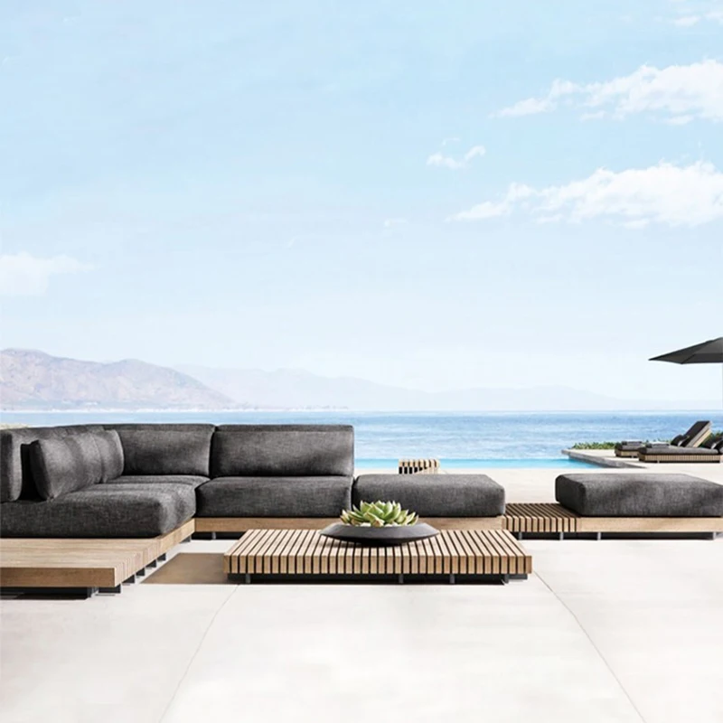 Japanese Style Courtyard Villa Garden Sofas Designer Luxury Simplicity Garden Sofas Comfortable Outdoor Furniture Divano FYOS