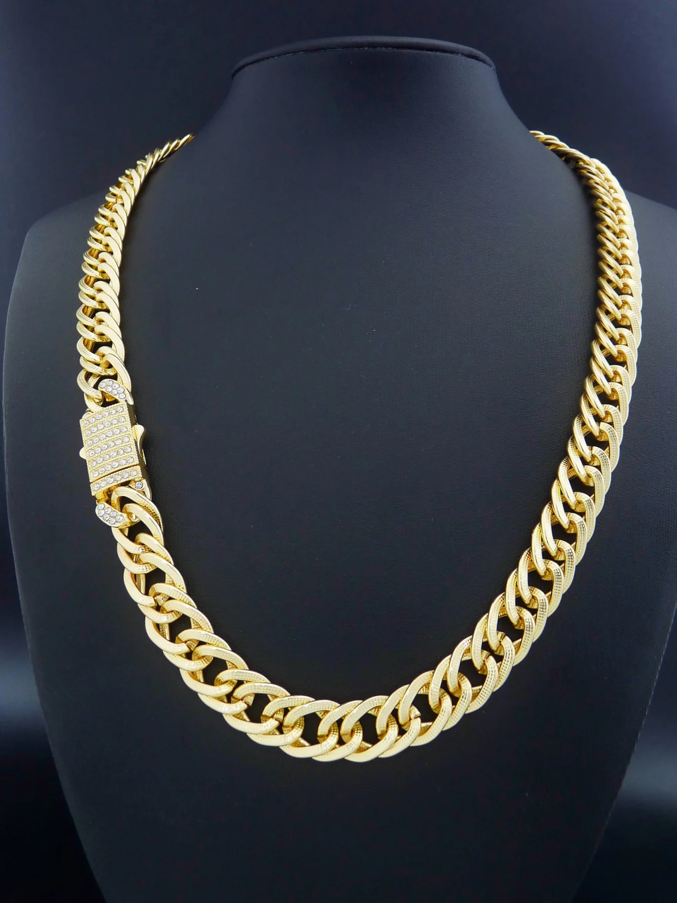 1-teiliges Set im Hip-Hop-Punk-Stil, 14 Karat vergoldet, kubanischer Kettenstil, klobiges Kettenarmband und Halsketten-Set
