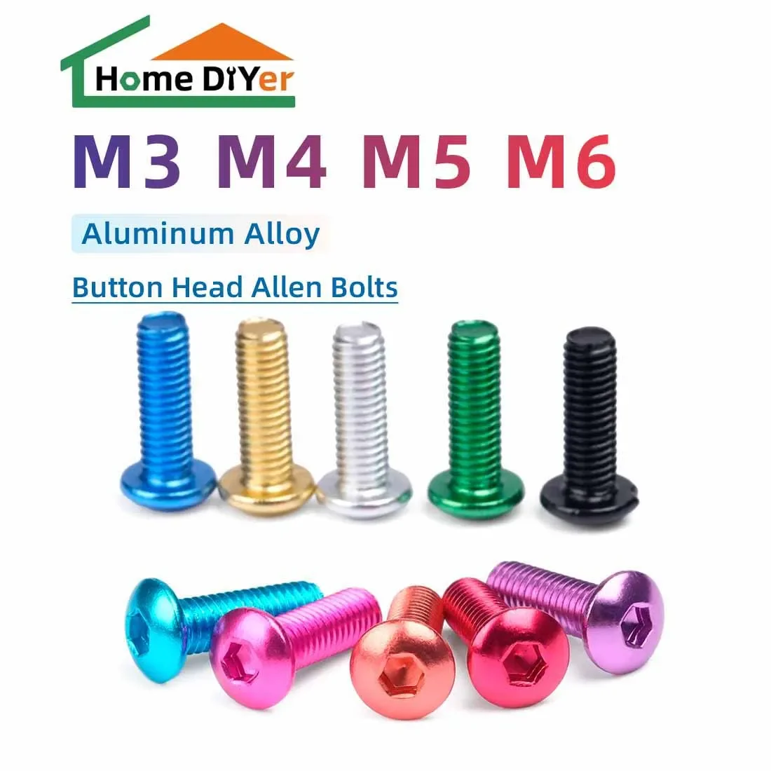 10 Stück 7075 Aluminium-Halbrundkopfschrauben M3 M4 M5 M6*5/6/8/10/12/16/20/25 Bunte Aluminium-Innensechskant-Rundkopfschrauben