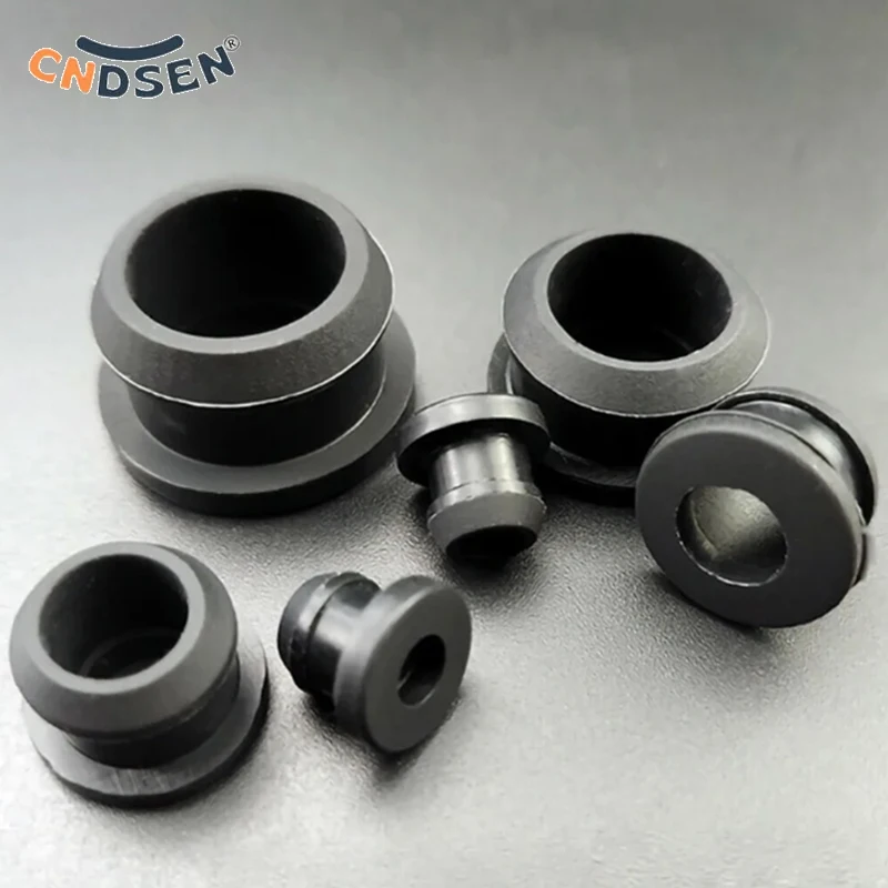 Schwarze Silikon-Gummi-Steckverschlüsse, Lochstopfen, Endkappen, Kabelschutz, Buchsen für 4,5mm-30mm Kabel Image