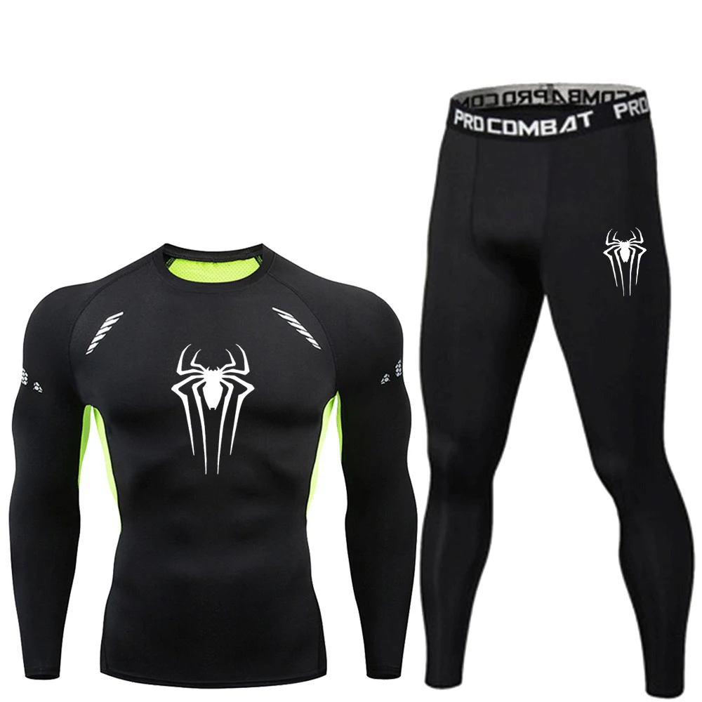 Printemps/été Spider Imprint ensemble de vêtements de sport pour hommes activité de plein air vêtements de sport de compression gymnase Yoga vêtements de fitness hommes/femmes