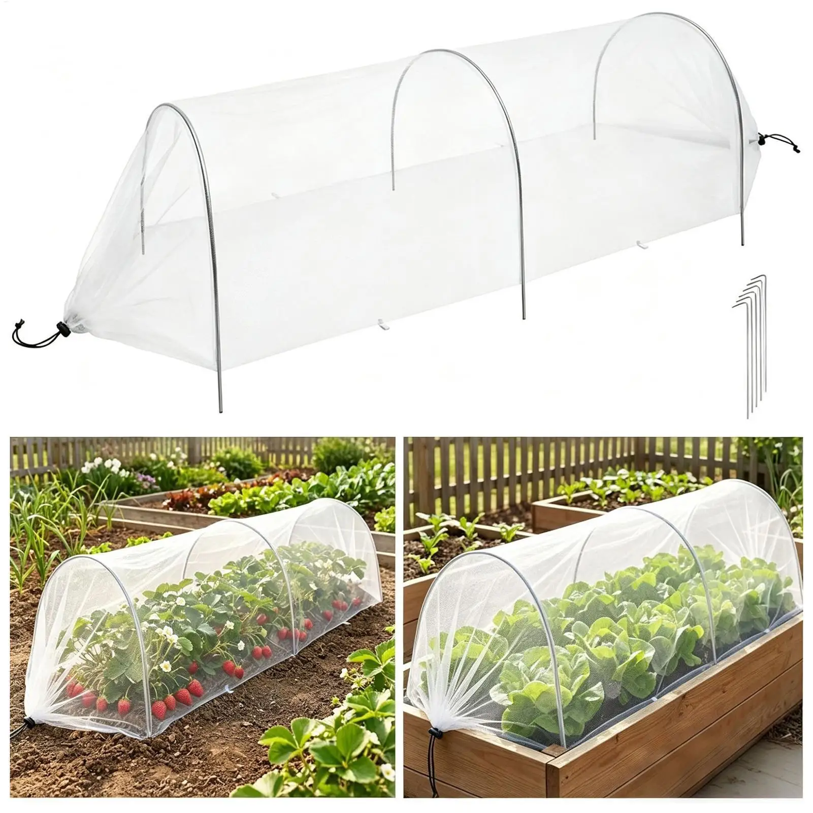Gartenabdeckungen Pop-up Wetterfeste Vogelschutzabdeckung für Hochbeete im Freien, Terrasse, Garten, Erdbeeren, Tomaten, Obst Image