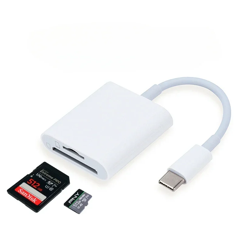 Adaptateur de lecteur de carte SD 2 en 1 Type C TF, pour iPhone 3.0, lecteur de carte OTG, caméra, Transmission de Photo vers séparateur de téléphone