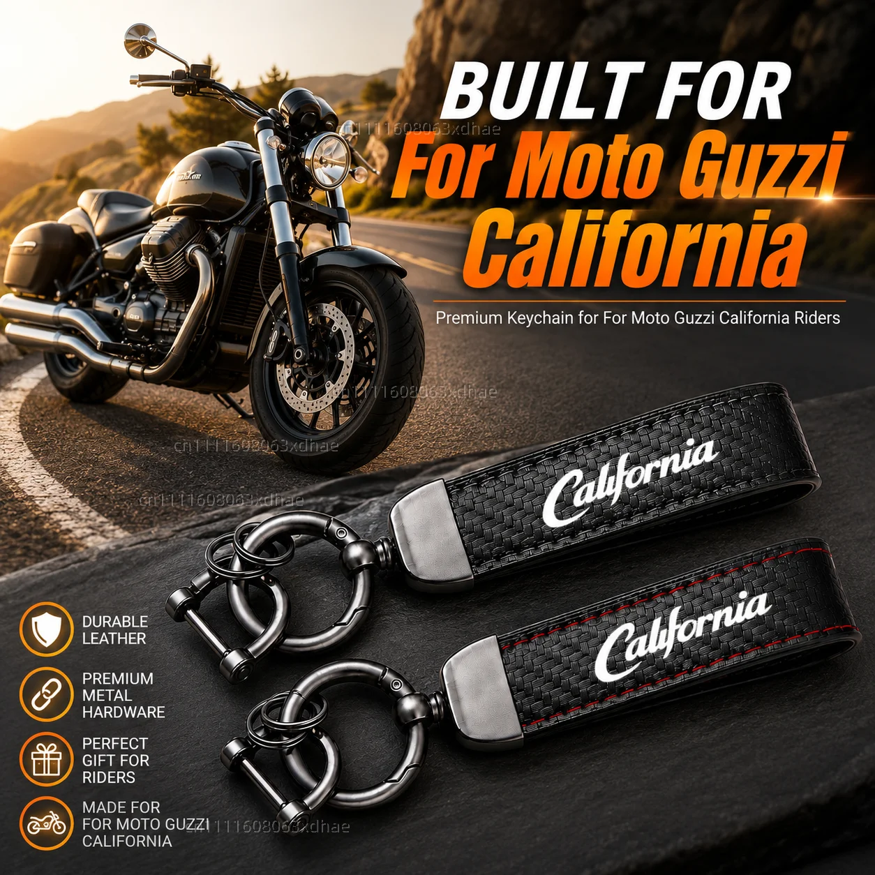 Hochwertiger Motorrad-Schlüsselanhänger aus Leder, Schlüsselanhänger-Zubehör für Moto Guzzi California 1971–2020 Cruiser Image