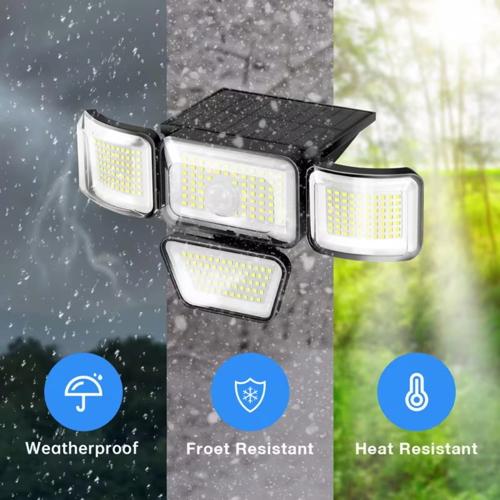 278 LED-Solarleuchten Bewegungsmelder 3000 lm 270 ° Angle Floodlight Triple-Mode Lighting Solar-Wandleuchte für Gärten und Innenhöfe
