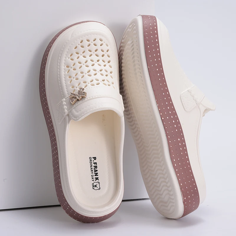 Eyriphy Größe: 36-37 bis 40-41 Damen-Clogs Neue Flache Pantoffeln Strandpantoffeln mit Dicken Sohlen Freizeitschuhe für Damen und Herren