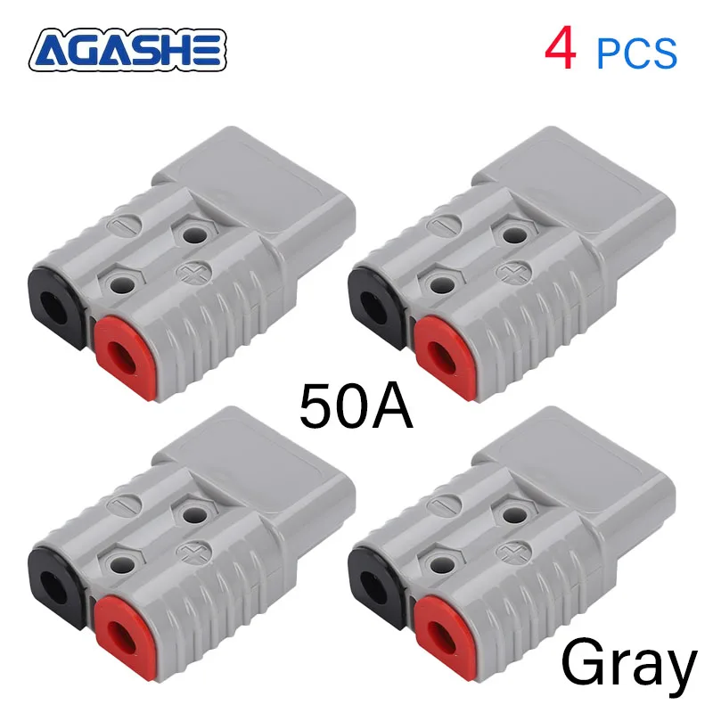 AGASHE 4-teiliges Schnellkupplungs-/Trennkabelbaum-Stecker-Stecker-Set, 50 A Batteriekabel-Stecker für Winden, Anhänger Image
