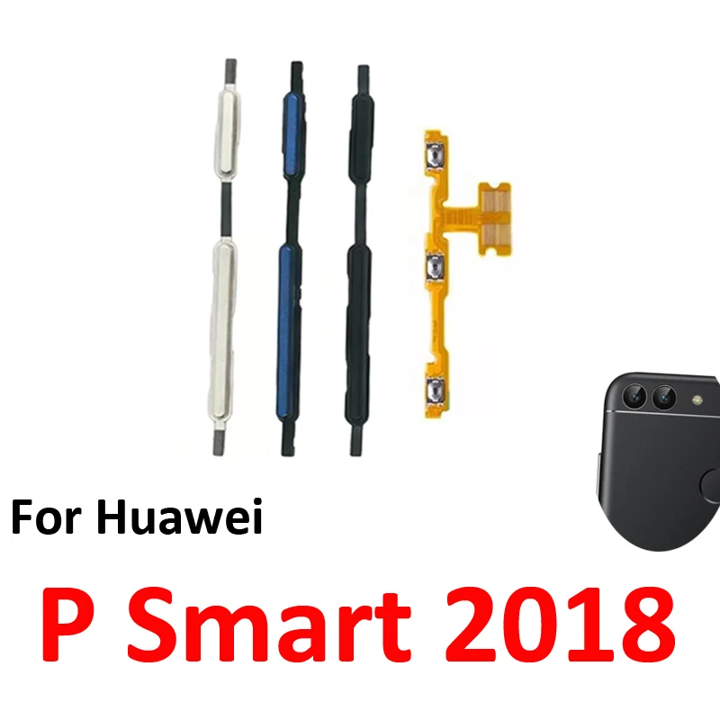 Telefon-Ein/Aus- und Lautstärketasten für Huawei P Smart 2018 Neu Ein/Aus Auf/Ab Externe Taste Internes Flexkabel Ersatzteile Schwarz Blau Gold