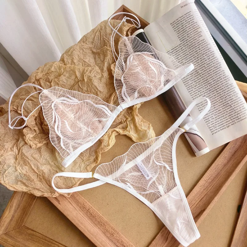 Ensemble de soutien-gorge ultra fin à boucle avant, lingerie respirante en dentelle sans dos pour l