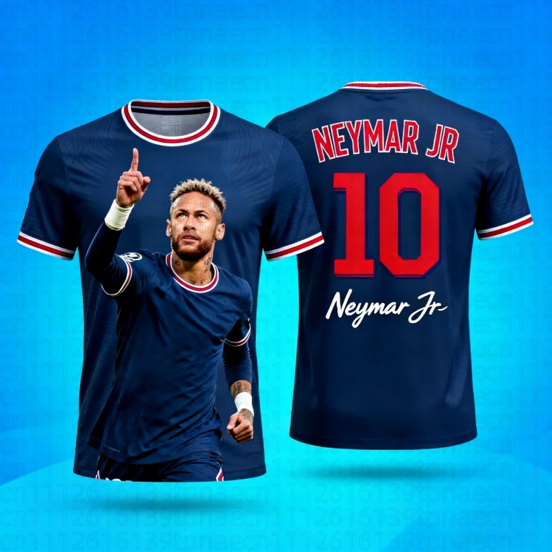 Maillot de football PSG domicile Neymar JR édition 10, séchage rapide, respirant, été, manches courtes, haut de sport signé, pour toute la famille et les enfants, style Y2K