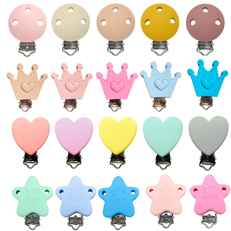 1/3/5/10 Stück Silikon-Kronen-Schnullerclips, lebensmittelechte Beißringe für Babys, DIY-Baby-Schnullerkette, Zubehör Image