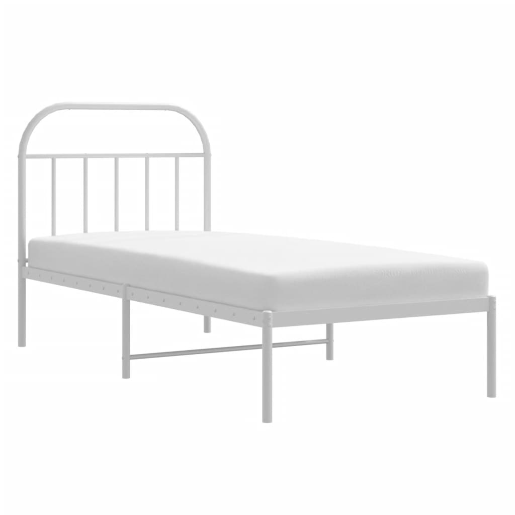 vidaXL Bettgestell mit Kopfteil Metall Weiß 90x190 cm Image