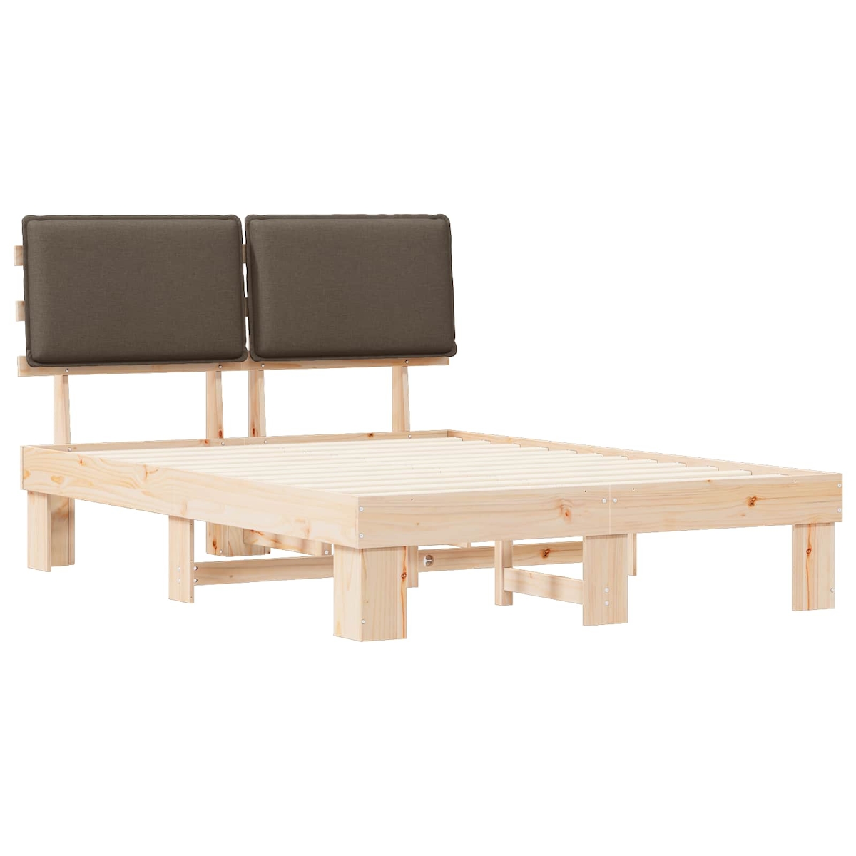 vidaXL Bettgestell mit gepolstertem Kopfteil Taupe 140 x 190 cm Image