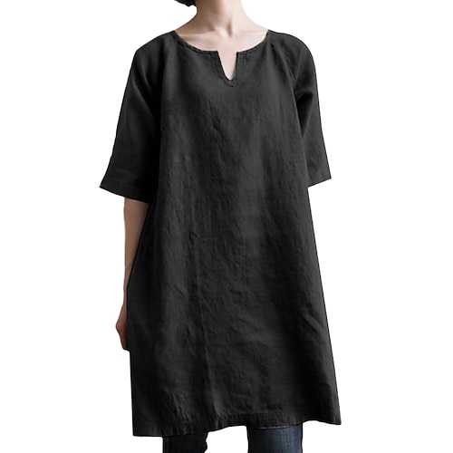 Retro Vintage Mittelalterlich Renaissance Nachthemd Tunikakleid Kurze Ärmel Pirat Wikinger Bauer Lockere Passform Kostüm Damen Halloween Karneval Alltagstauglich Renaissance-Messe Erwachsene Bluse Image