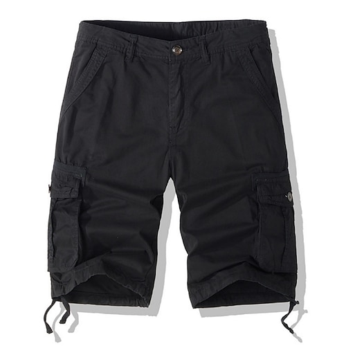 Herren Cargohose Cargohosen Cargo-Shorts Shorts Freizeitshorts Mehrere Taschen Klappentasche Einfach Komfort tragbar Knielang Lässig Outdoor Streetwear Mode Streetwear Blau Khaki Unelastisch Image