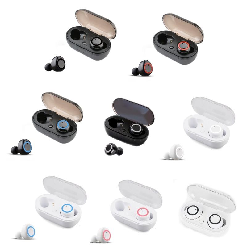 Y50 Wireless Earbuds Bluetooth 5.0 Touch Control Sports Headphones With Charging Case black Red