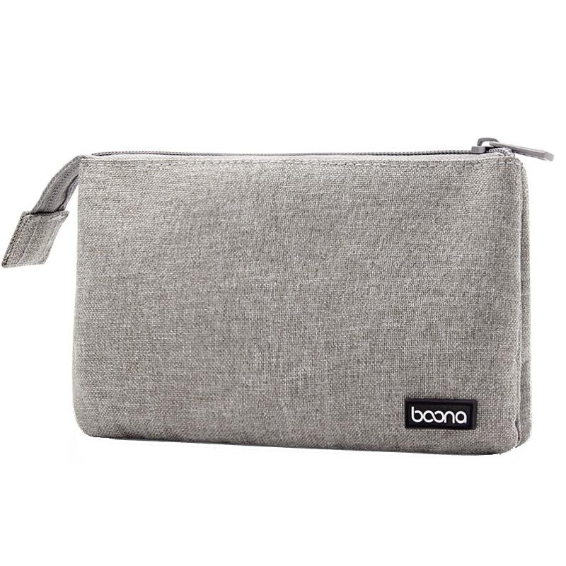 Dual Layer Digital Storage Bag Cable Organizer Travel Case Electronics Organizer grey