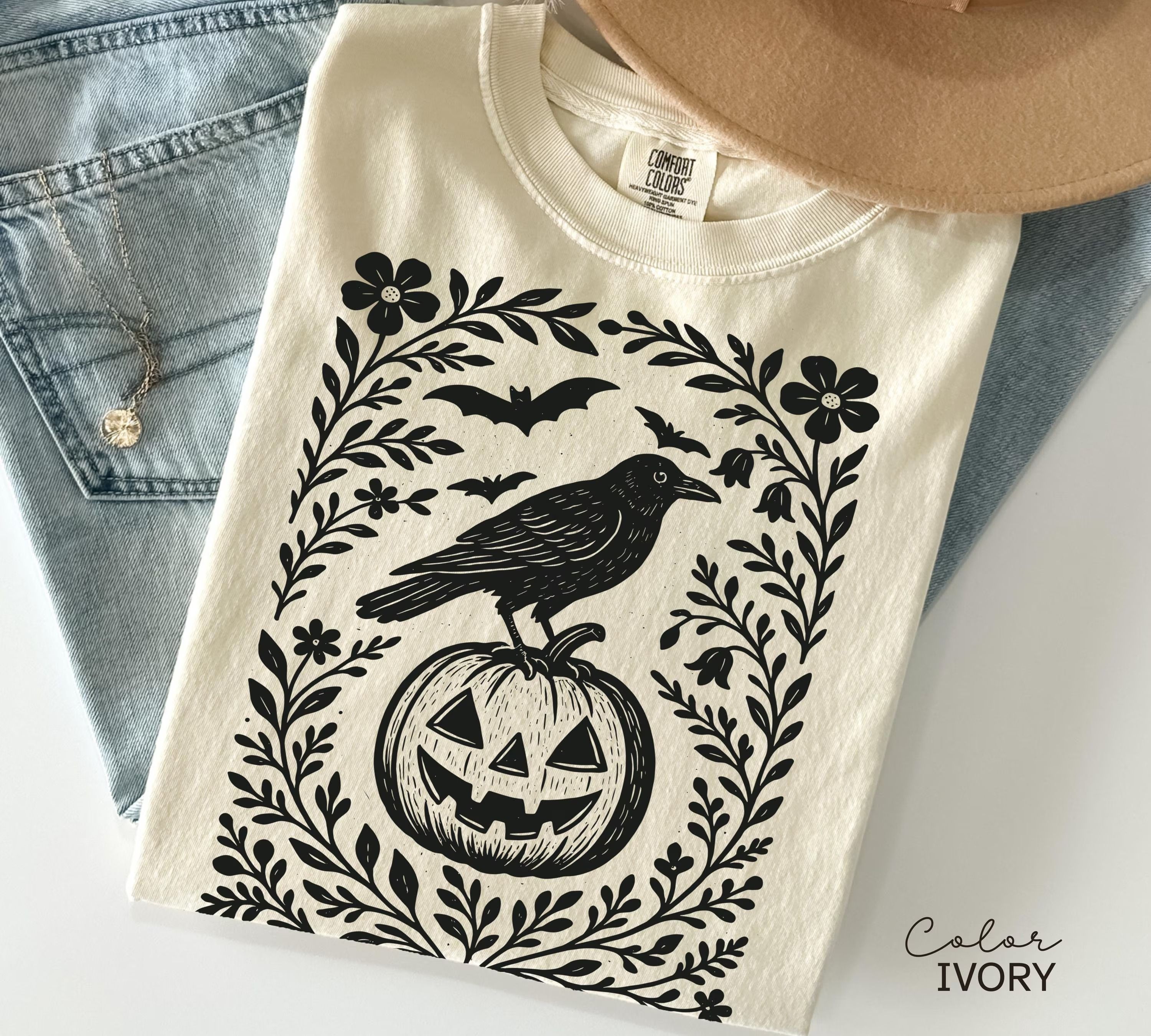 Halloween Raven Pumpkin Shirt Spooky Crow Graphic Tee Cottagecore Fall Witchy Halloween T Shirt Gothic Autumn black 3xl sweatshirt