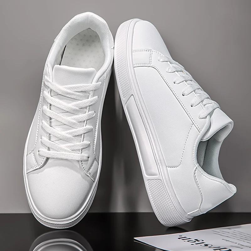 Business Casual Herrenschuhe Weiche Damenschuhe Bequeme lässige PU-Lederschuhe für Herren Herbst Solid White Herren Sneakers