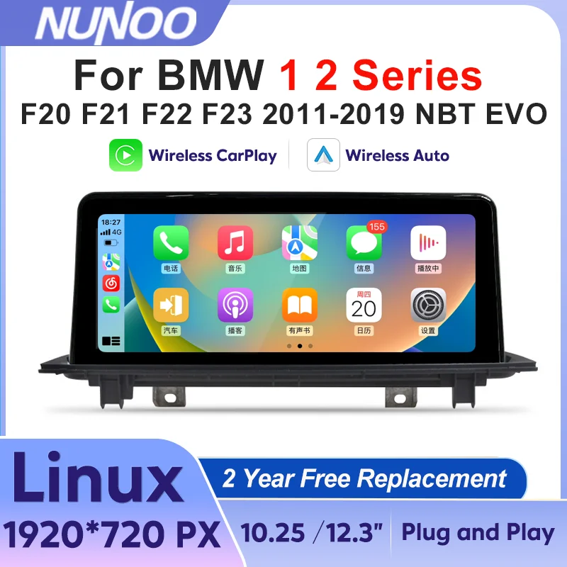 Kabelloses Carplay Android Auto für BMW 1er 2er Serie F20 F21 F22 F23 2011-2019 Auto-Multimedia-Player Radio Bildschirm Image