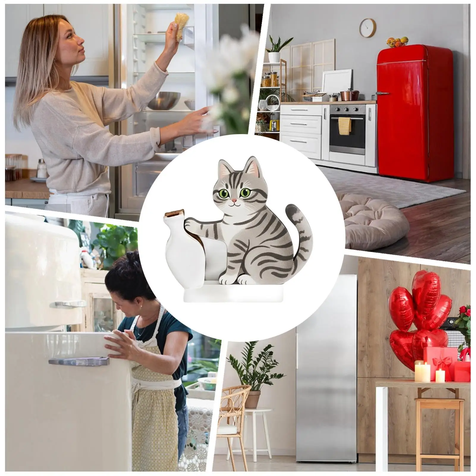 2026 Katzenwhisker-Vase Kühlschrankmagnet Magnetische Katzenwhisker-Aufbewahrungsbox Katzen-Themen-Souvenir-Dekoration für Katzenliebhaber Image