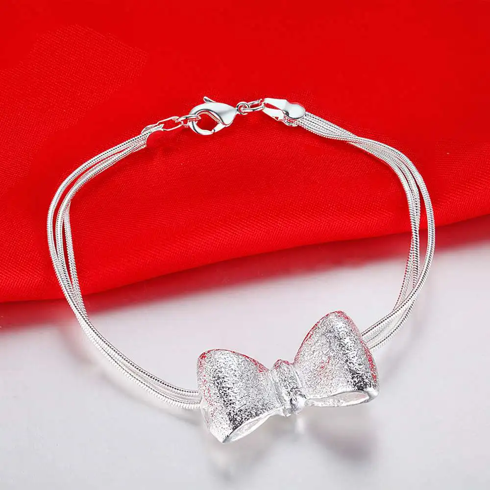 Modische Armbänder aus 925er-Sterlingsilber mit hübschen, originellen Schleifen für Damen, Trend, Party, Hochzeit, niedlicher Schmuck, Geschenke Image