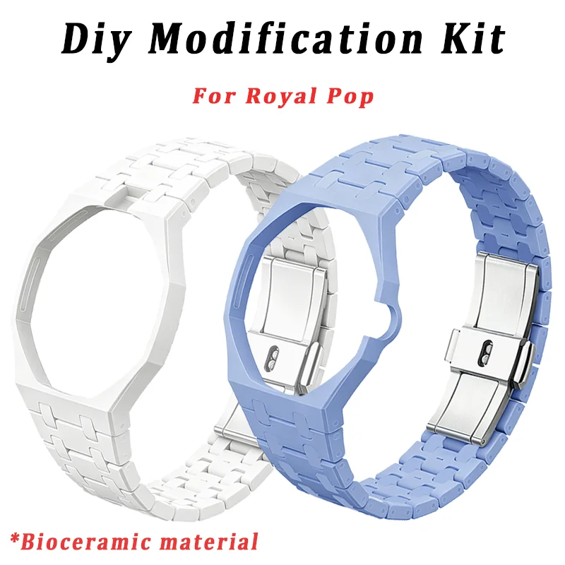 Luxus-Modifikationskit für Swatch x AP Royal POP Keramik-Biomaterialien-Uhrengehäuse, Armband und Taschenadapter für Armbanduhren