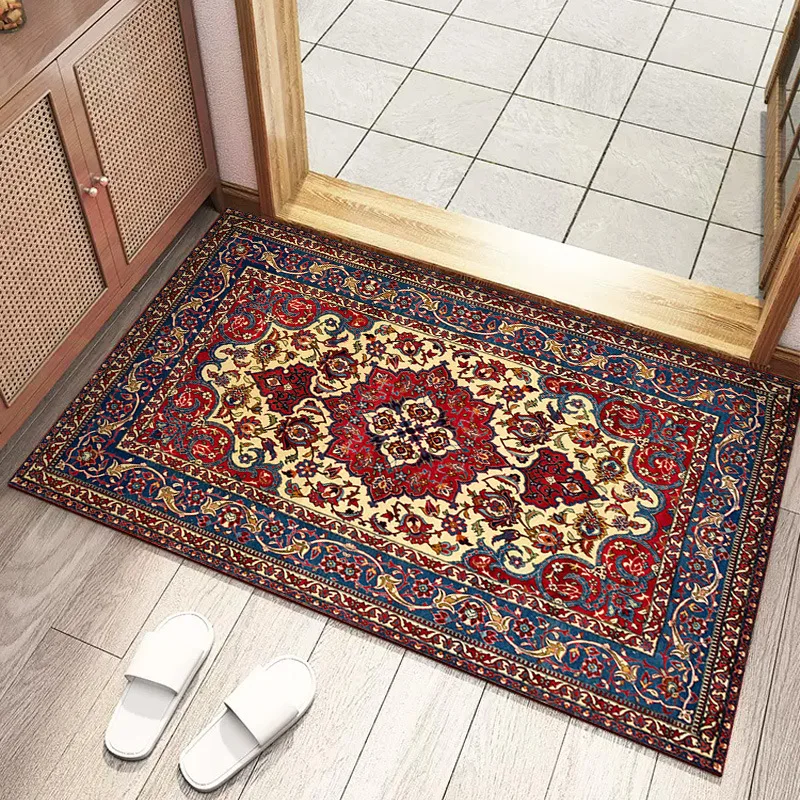 Vintage Style Small Carpet Bohemian Ethnic Style Living Room Bedroom Bathroom Kitchen Anti Slip Entrance Door Mat Home Rug
