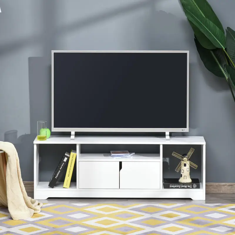 TV-Möbel für Fernseher bis 42 Zoll, modernes Wohnzimmer-TV-Möbel mit Doppeltürschrank und 3 offenen Fächern Image