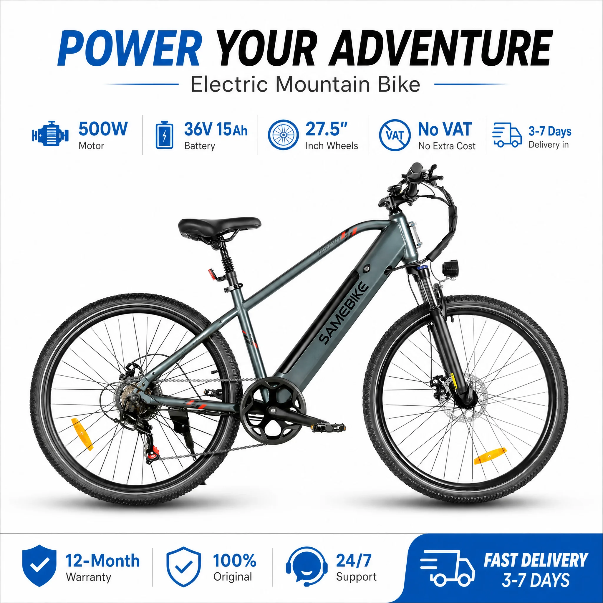 Samebike RS A01 Herren-Elektrofahrrad 500W Motor 36V15AH Lithium-Akku 26 Zoll Allterrain Erwachsenen-Urban-E-Bike Elektrofahrrad Image