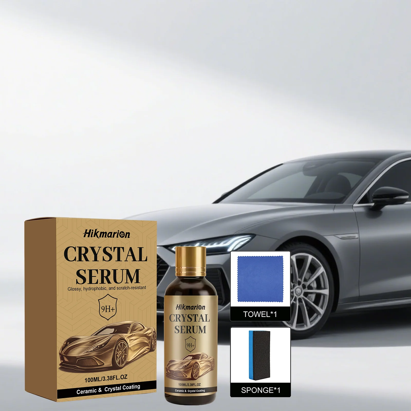 Auto-Keramikbeschichtungs-Set Hochglanz Hydrophob Kratzfest Autolack-Politur Staubabweisend Leicht zu Reinigen Auto-Oberflächenschutz Image
