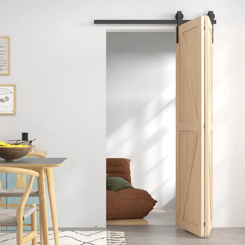 122 cm Schiebetürbeschlag-Set für Falttüren, Schiebetürschienen aus Stahl für 2 Türen