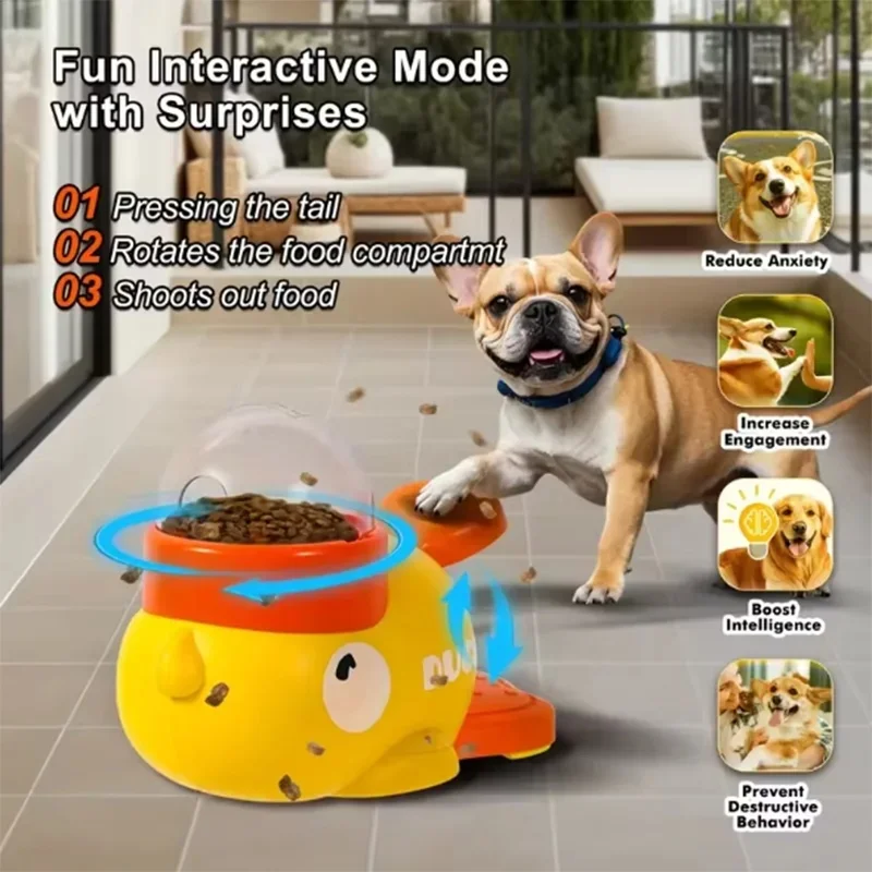 Interaktives Puzzle-Futterspielzeug im Design einer Kleinen Gelben Ente mit Rutschfestem Boden für Hunde und Katzen Image