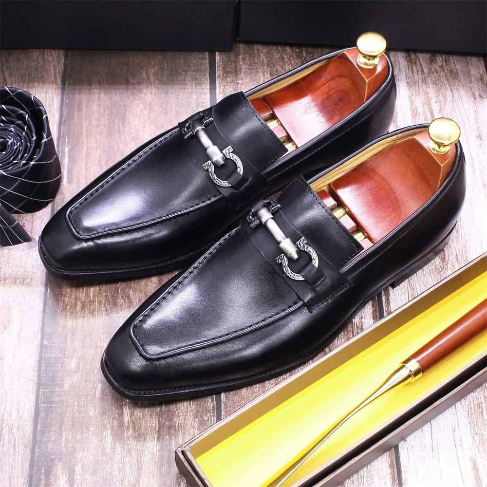Luxus Marke Echtes Leder Männer Müßiggänger Schuhe Schwarz Slip auf Casual Männlichen Schuhe Hochzeit Büro Business Herren Schuhe Größe 39 Bis 46