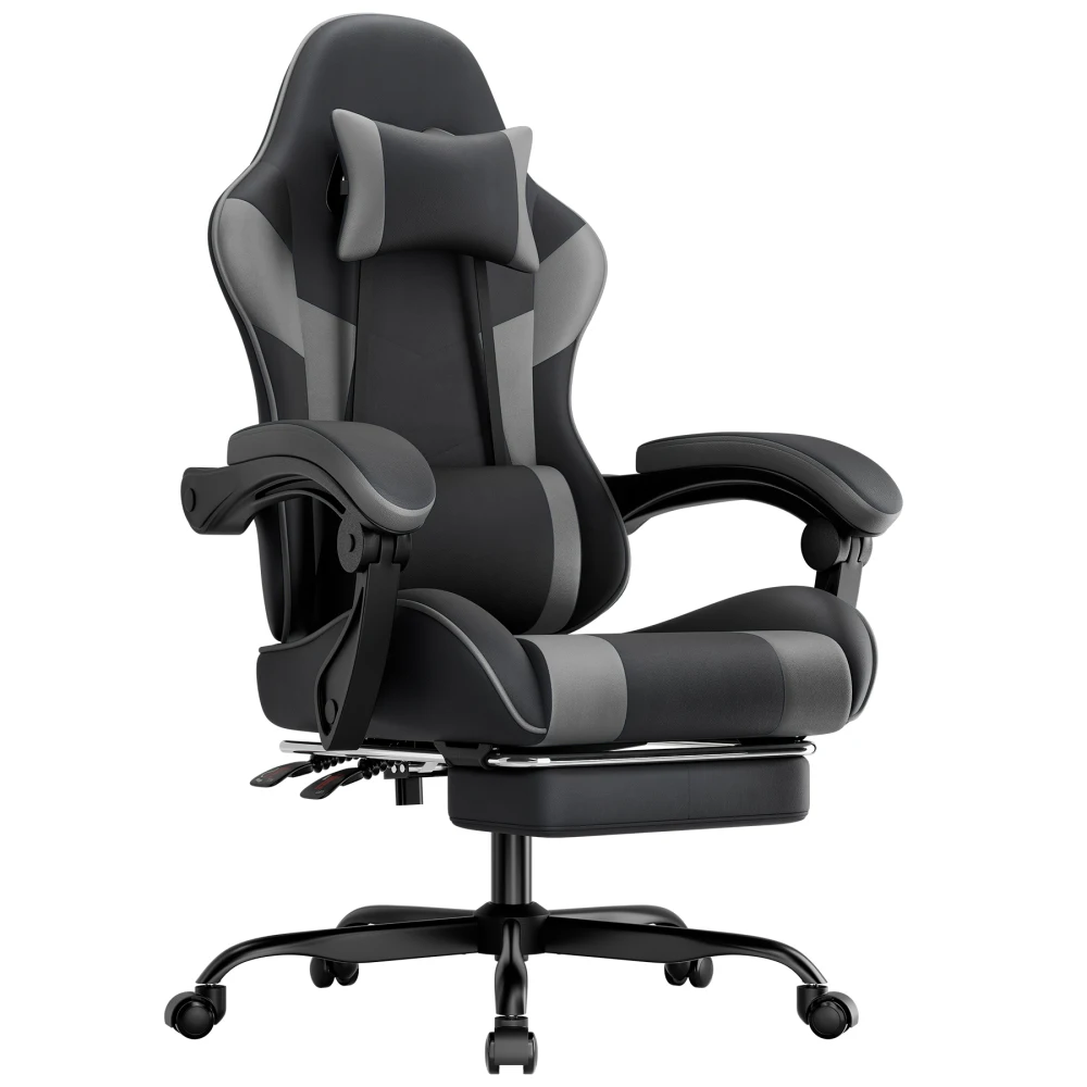 Gaming-Stuhl Ergonomischer Gaming-Sessel mit Lendenwirbelstütze, Atmungsaktiver PU-Leder Bürostuhl, Komfortabler Computerstuhl