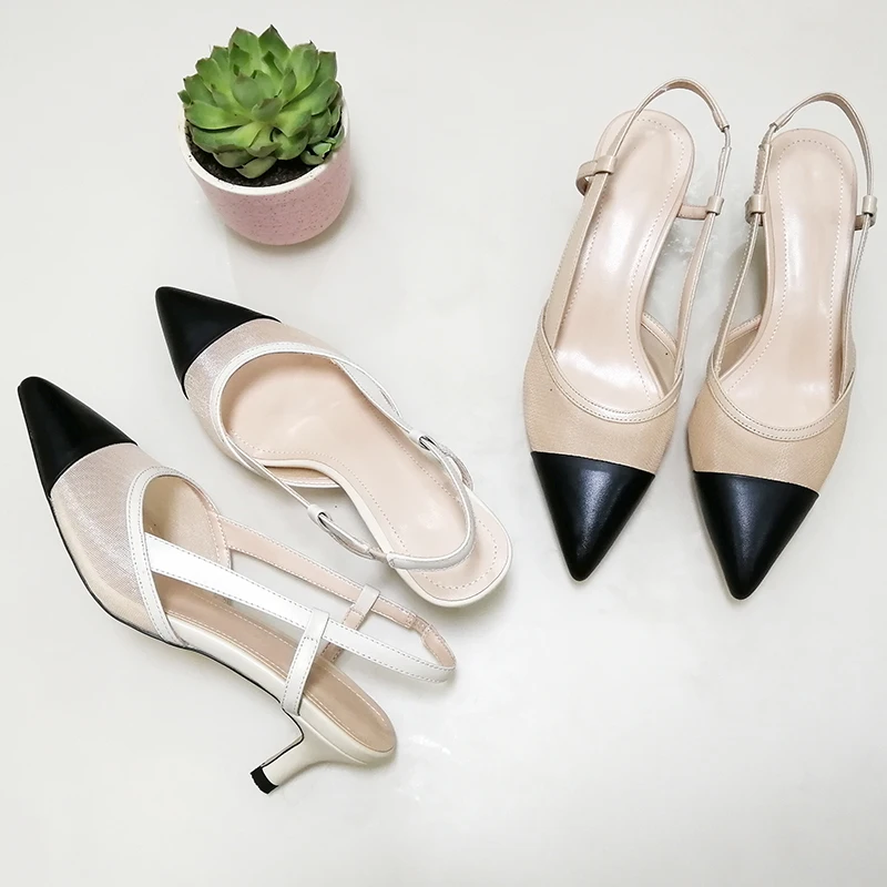 Meotina Frauen Natürliche Echte Leder Schuhe Pumps High Heels Spitz Ausschnitt Sandalen Schuhe Damen Beige Große Größe 42 43