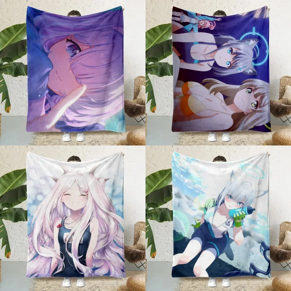 Anime Shiroko Blue Archive Girl Bedruckte Überwurfdecke, weich, gemütlich, für Zuhause, Reisen, Geburtstagsgeschenk Image